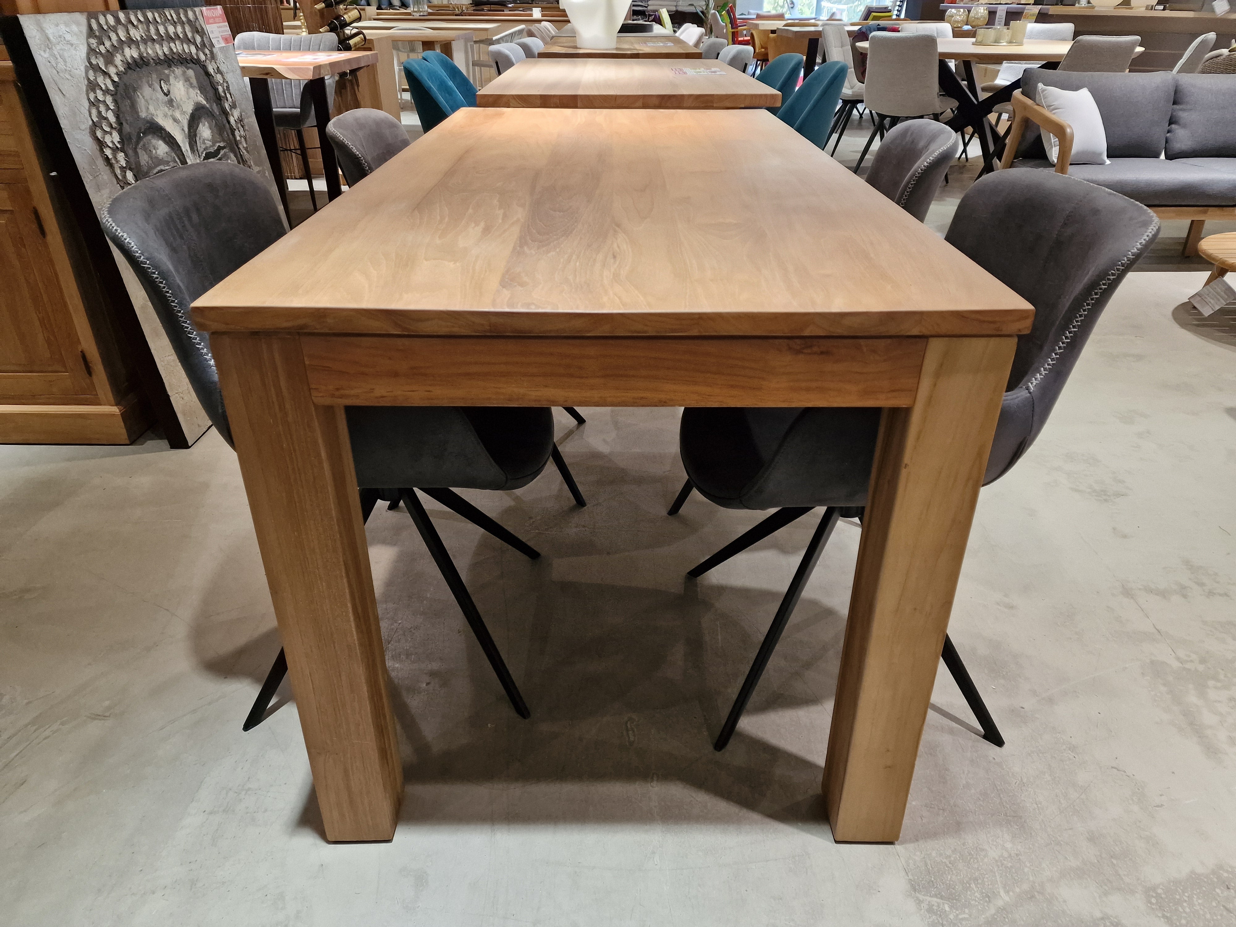 Teak Interieurtafel Rechthoekig 160 x 80cm Naturel Recht met Blokpoten