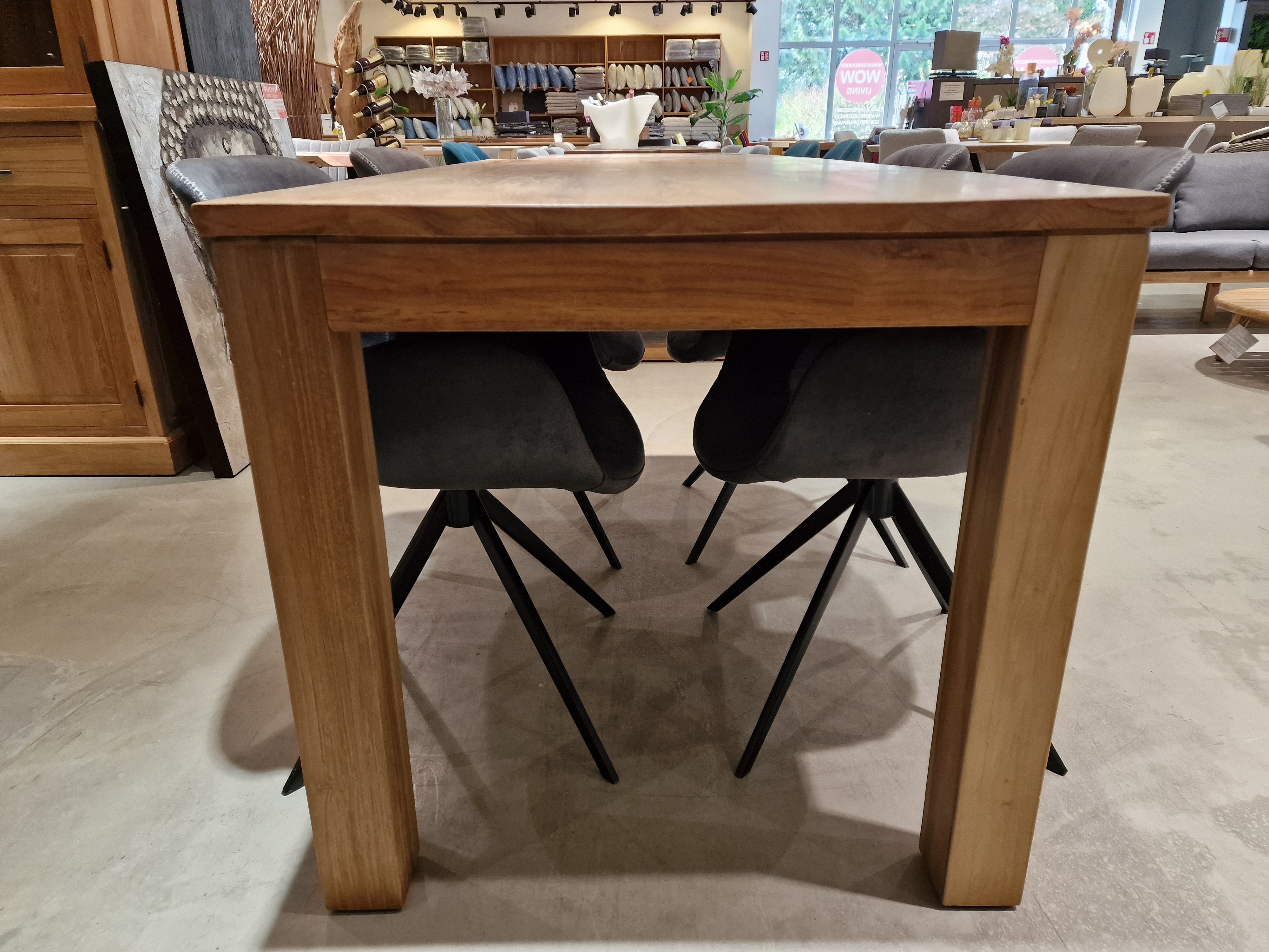 Teak Interieurtafel Rechthoekig 160 x 80cm Naturel Recht met Blokpoten