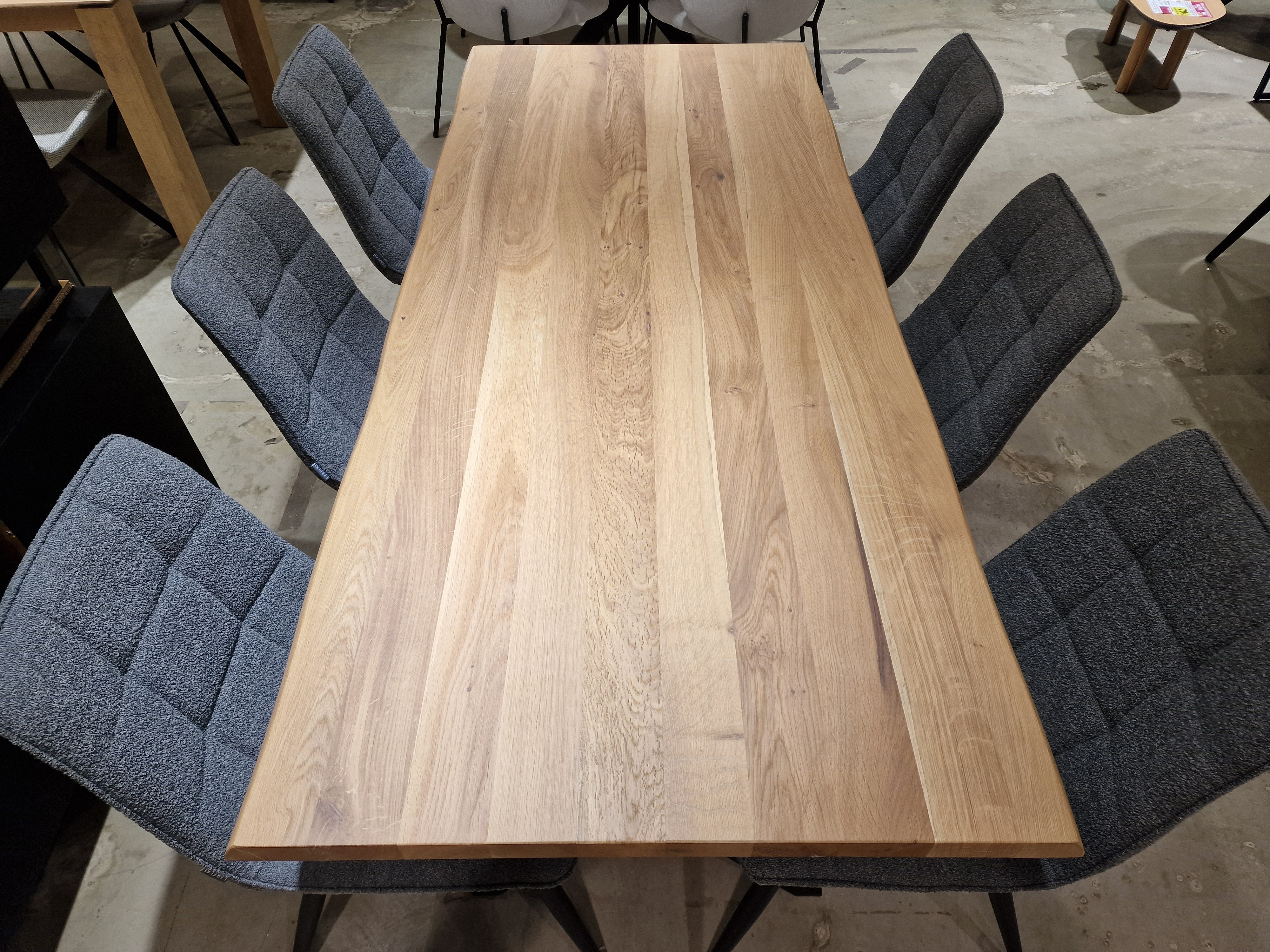 Eiken Interieurtafel Rechthoekig 180 x 80cm Naturel Boomstam met Zwarte metalen X-Poten