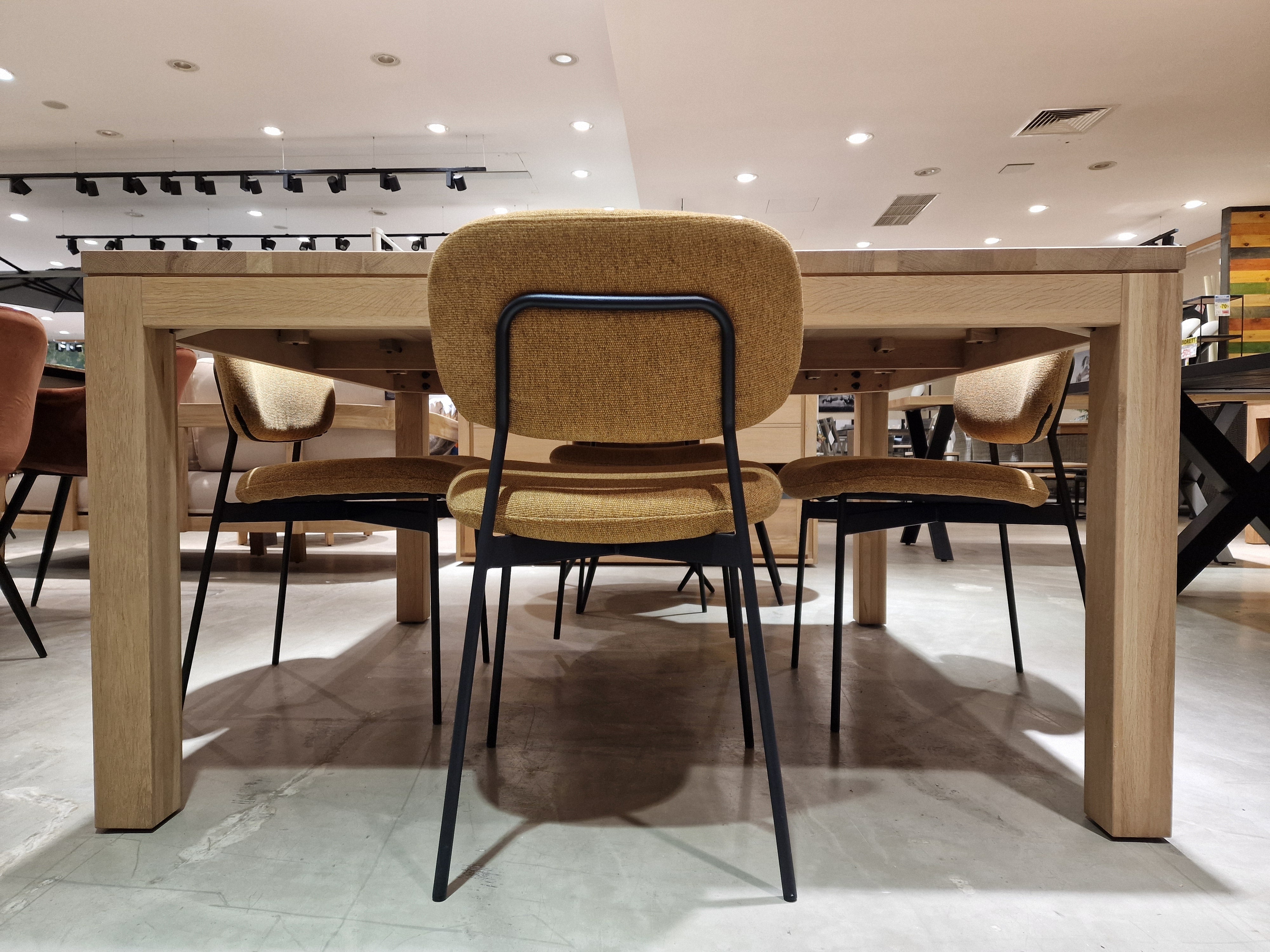 Eiken Interieurtafel Vierkant 145 x 145cm Naturel Recht met Blokpoten