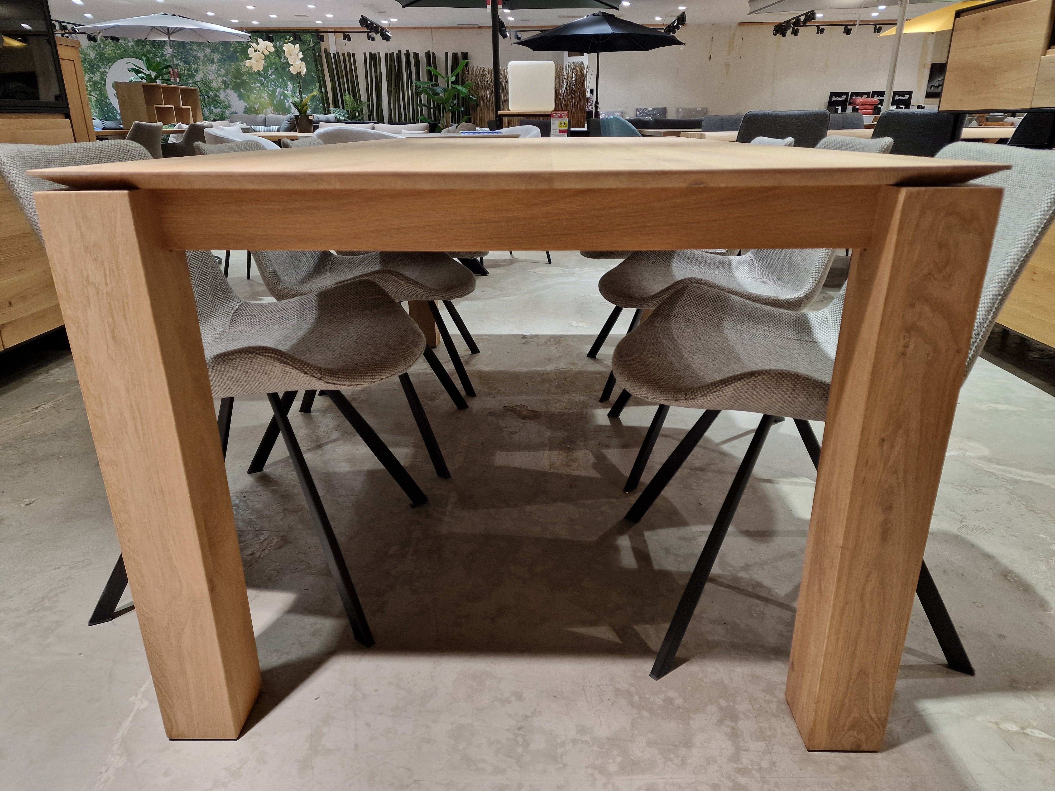 Eik Interieurtafel Slice Rechthoekig 200 x 100cm Naturel Verfijnd met Blokpoten