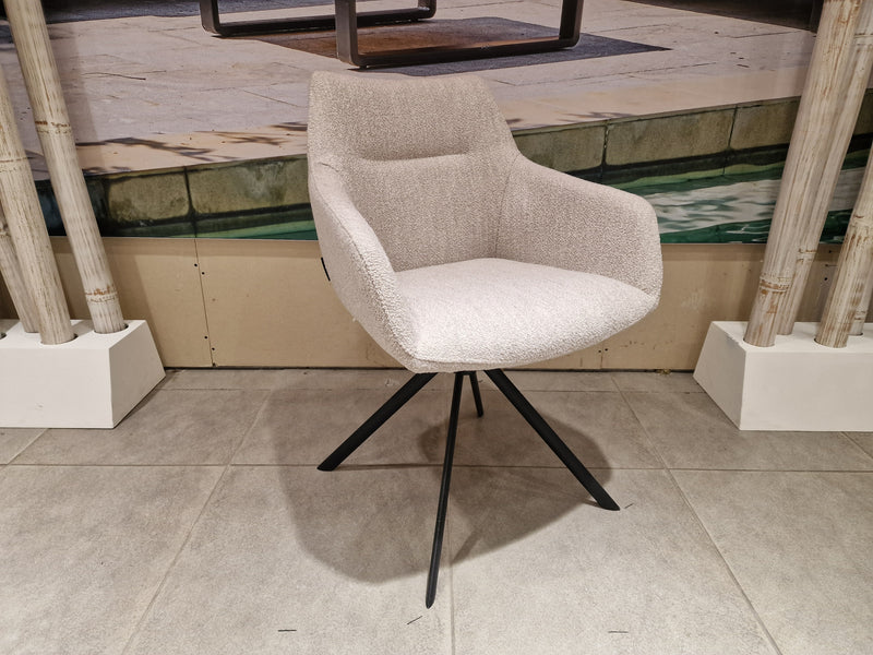 Eetkamerstoel Kinto op Draaivoet - Stof Alpine Naturel 01 - Zwarte Poten