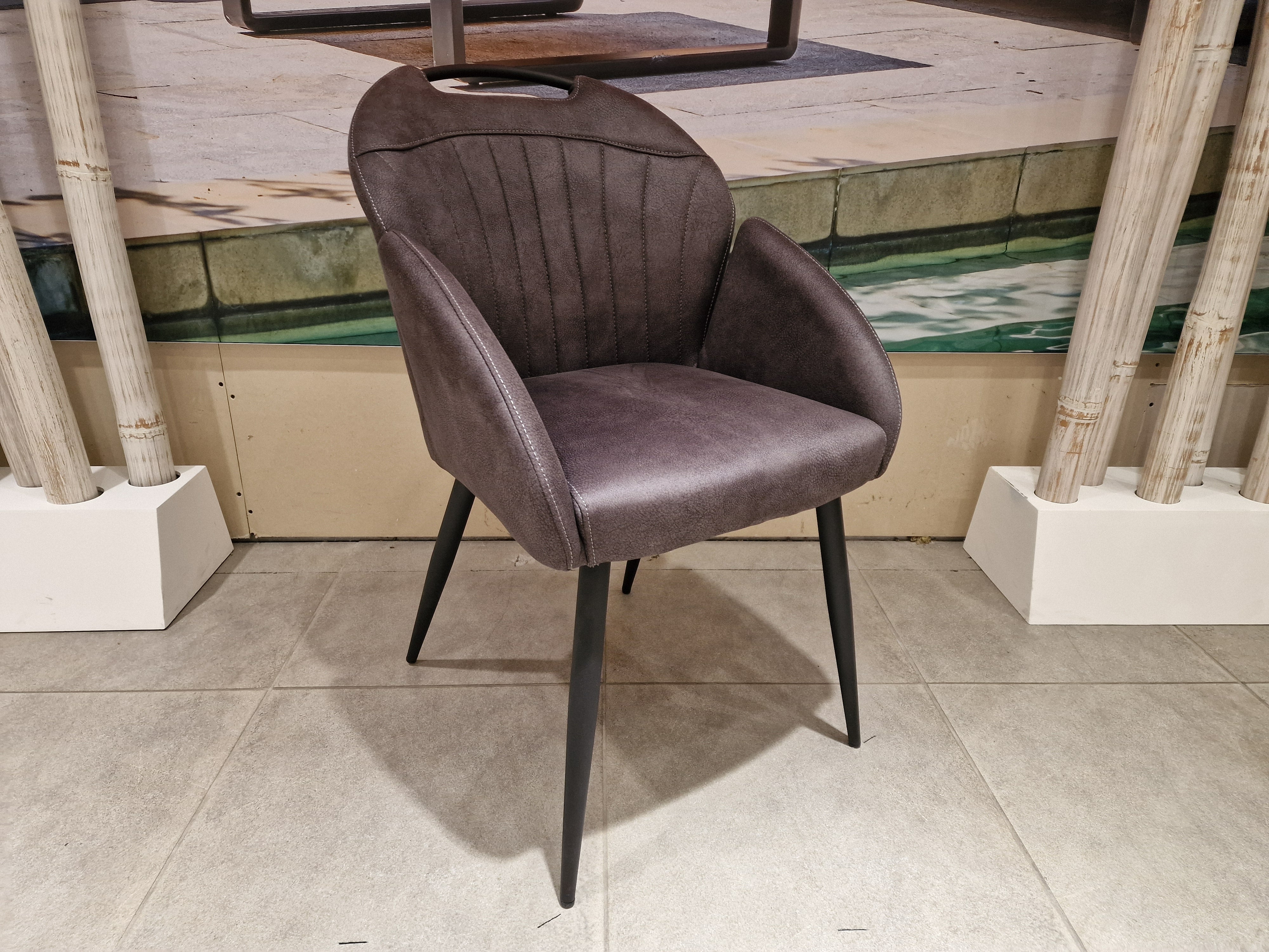 Eetkamerstoel Belize - Stof Zorro Antraciet - Zwarte Poten