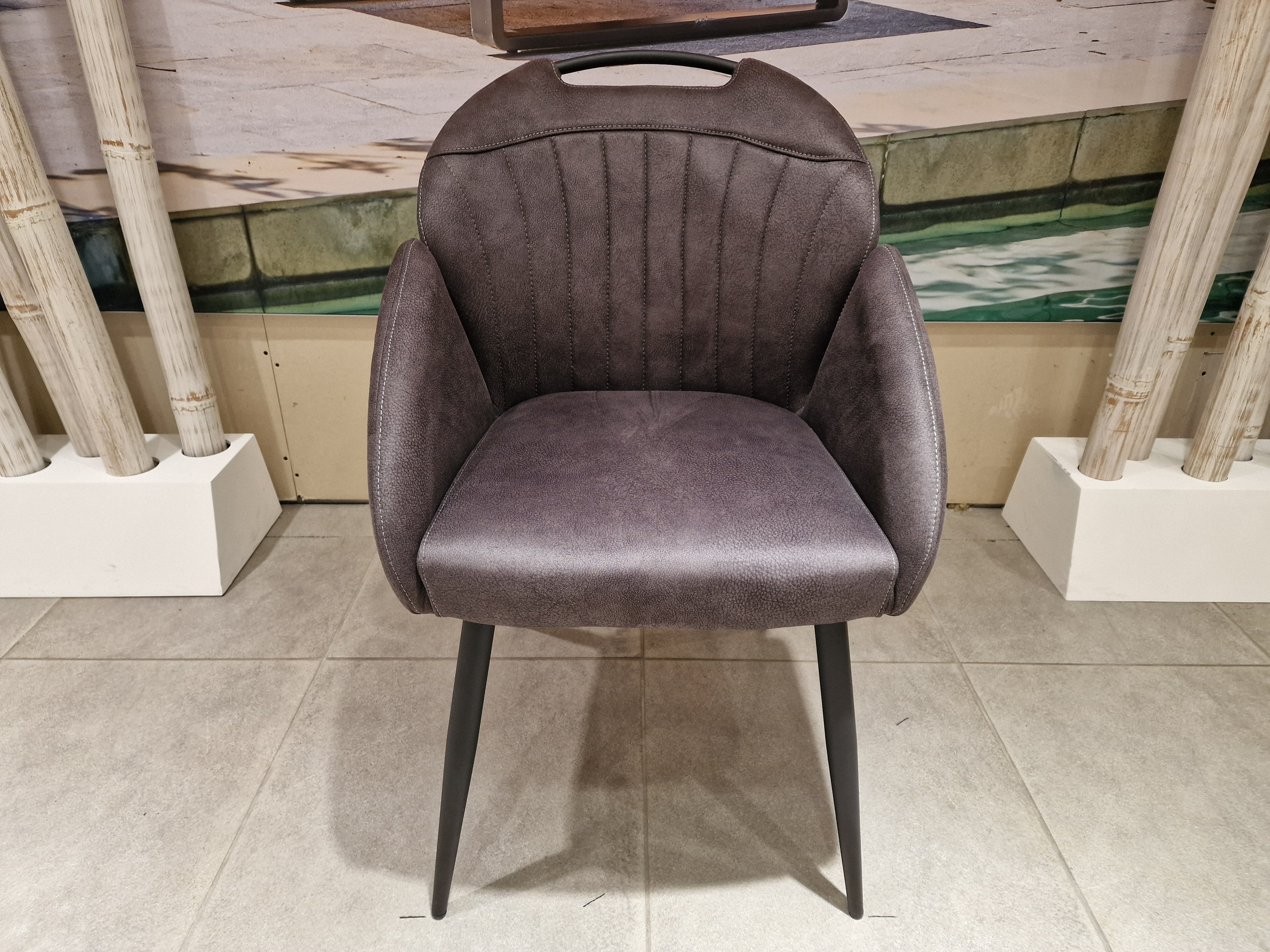 Eetkamerstoel Belize - Stof Zorro Antraciet - Zwarte Poten