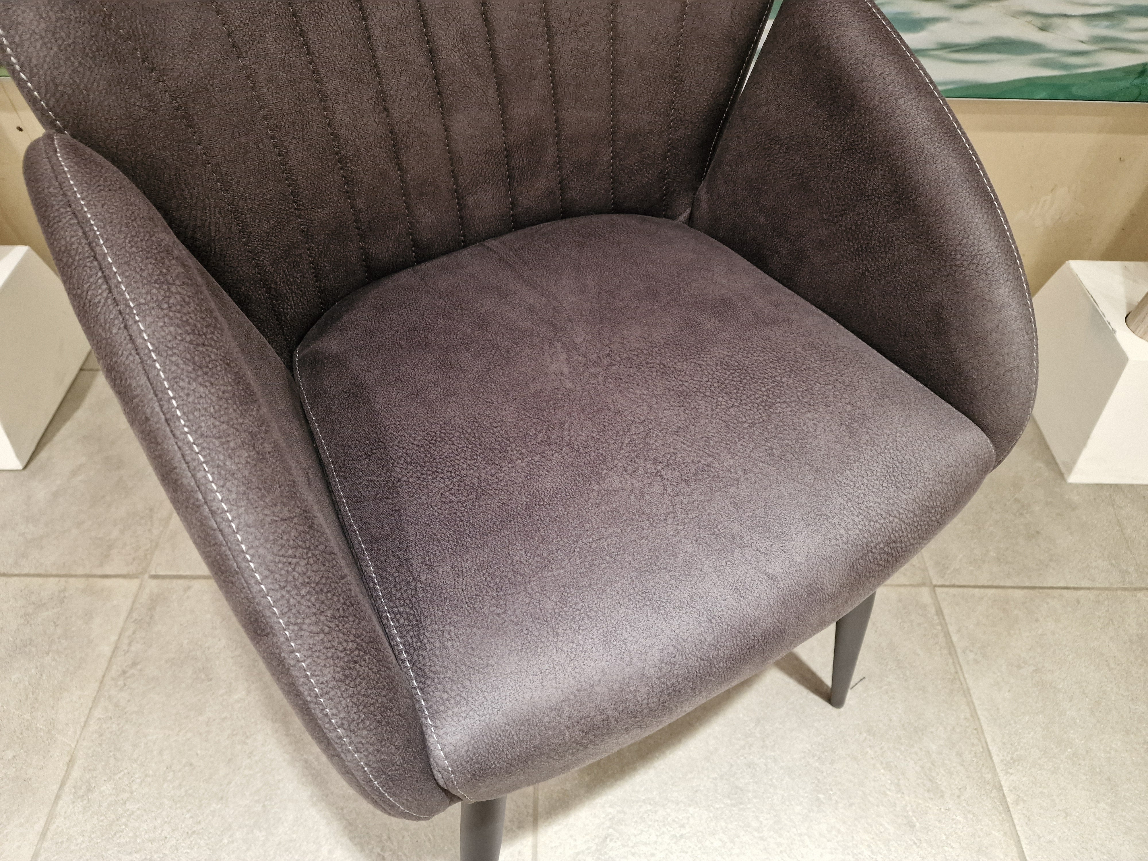 Eetkamerstoel Belize - Stof Zorro Antraciet - Zwarte Poten