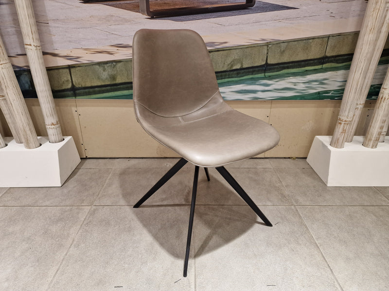 Eetkamerstoel Kuipmodel - PU Vintage Gray - Zwarte Poten