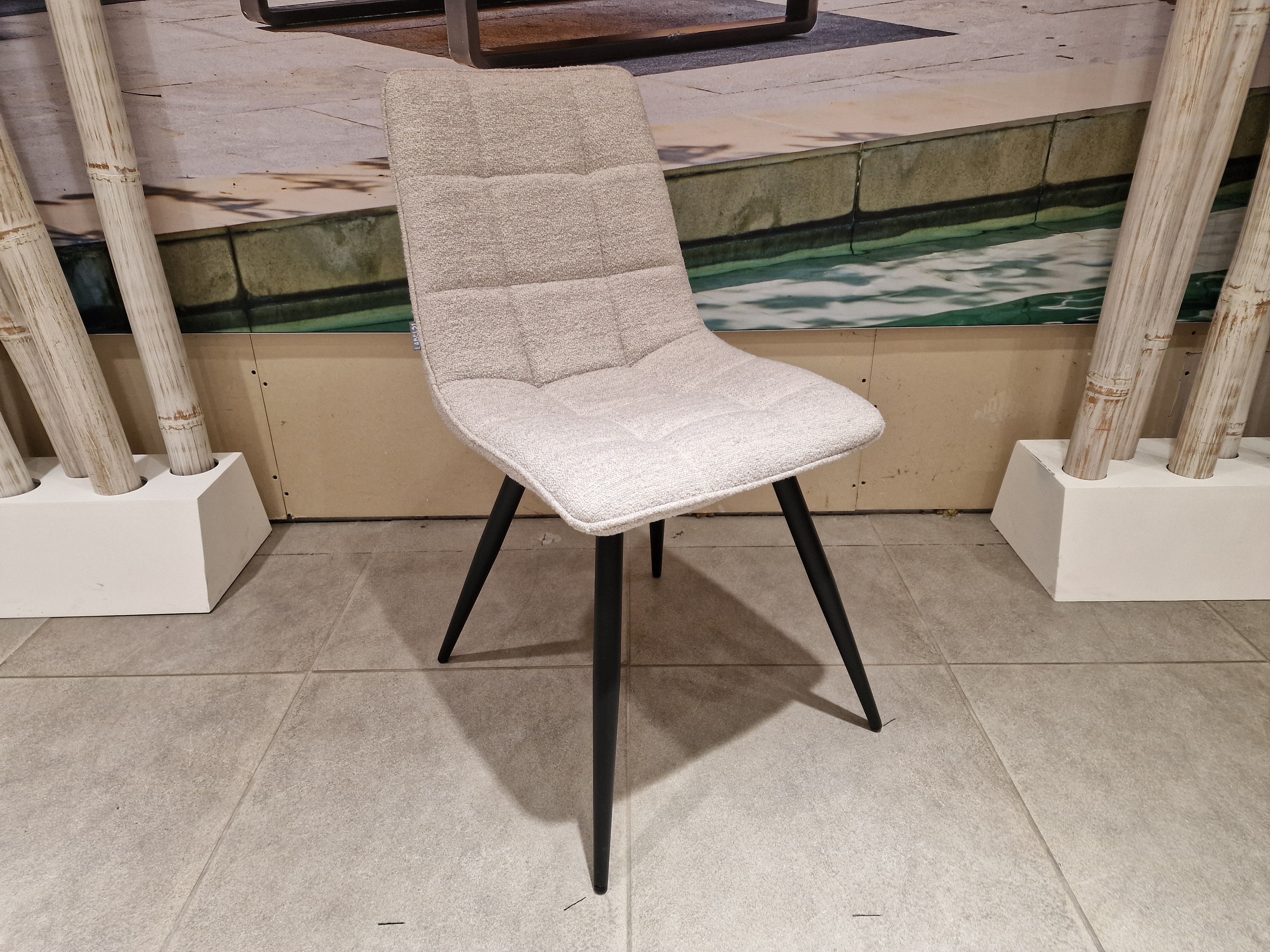 Interieurstoel Jelt - Stof Bouclé Naturel - Zwarte Poten