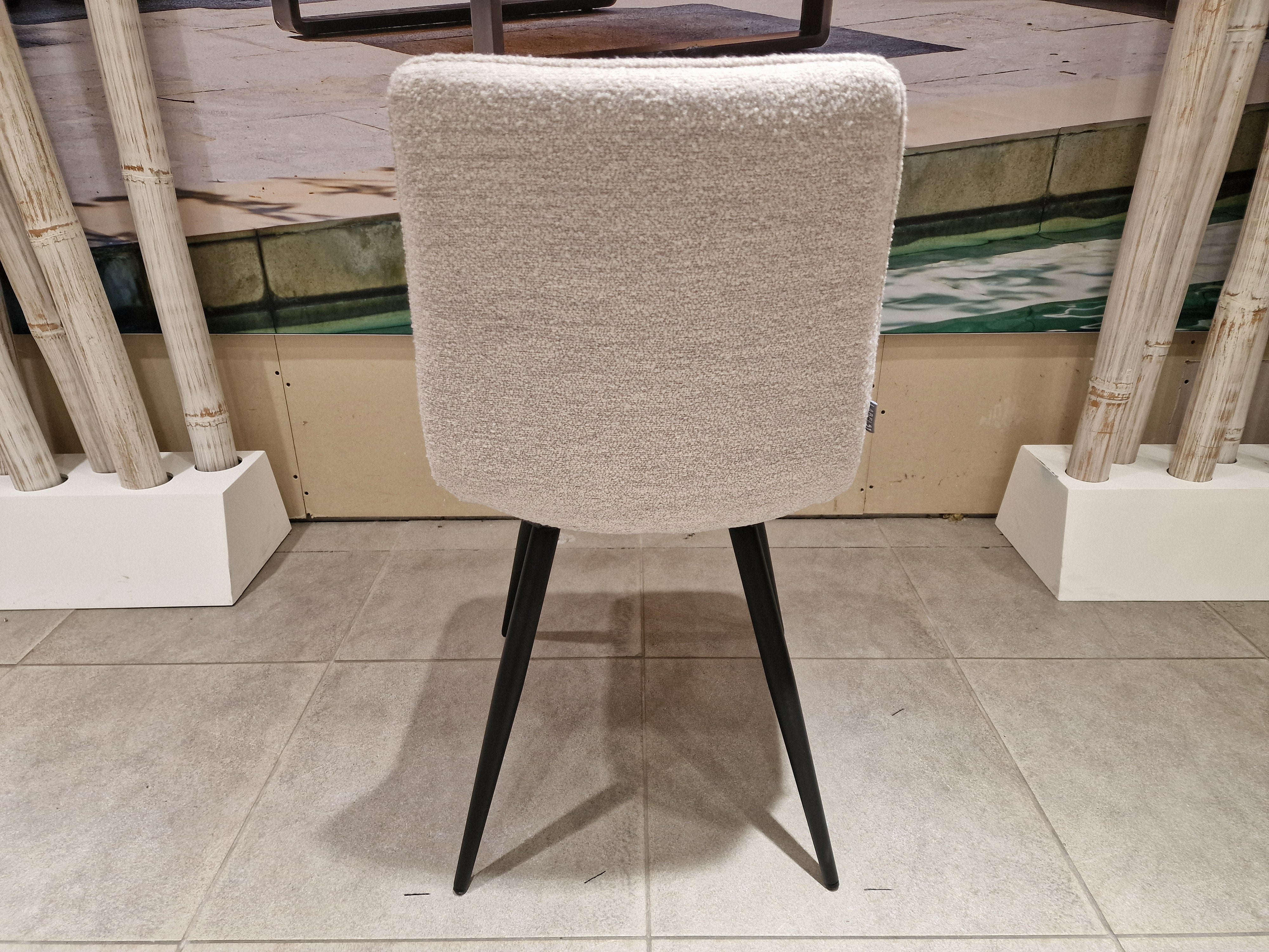 Interieurstoel Jelt - Stof Bouclé Naturel - Zwarte Poten