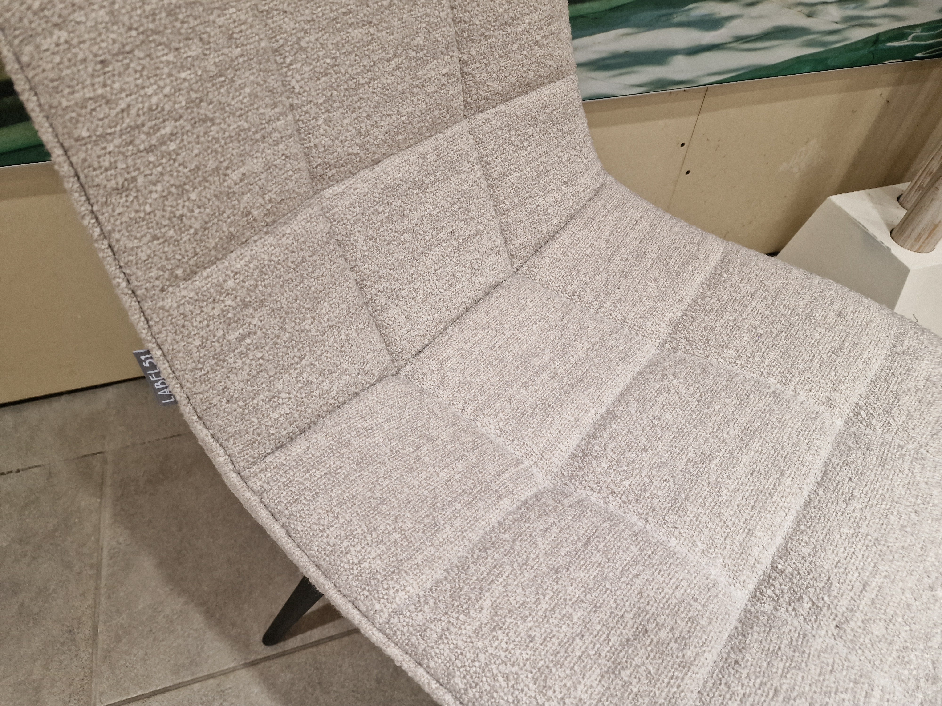 Interieurstoel Jelt - Stof Bouclé Naturel - Zwarte Poten