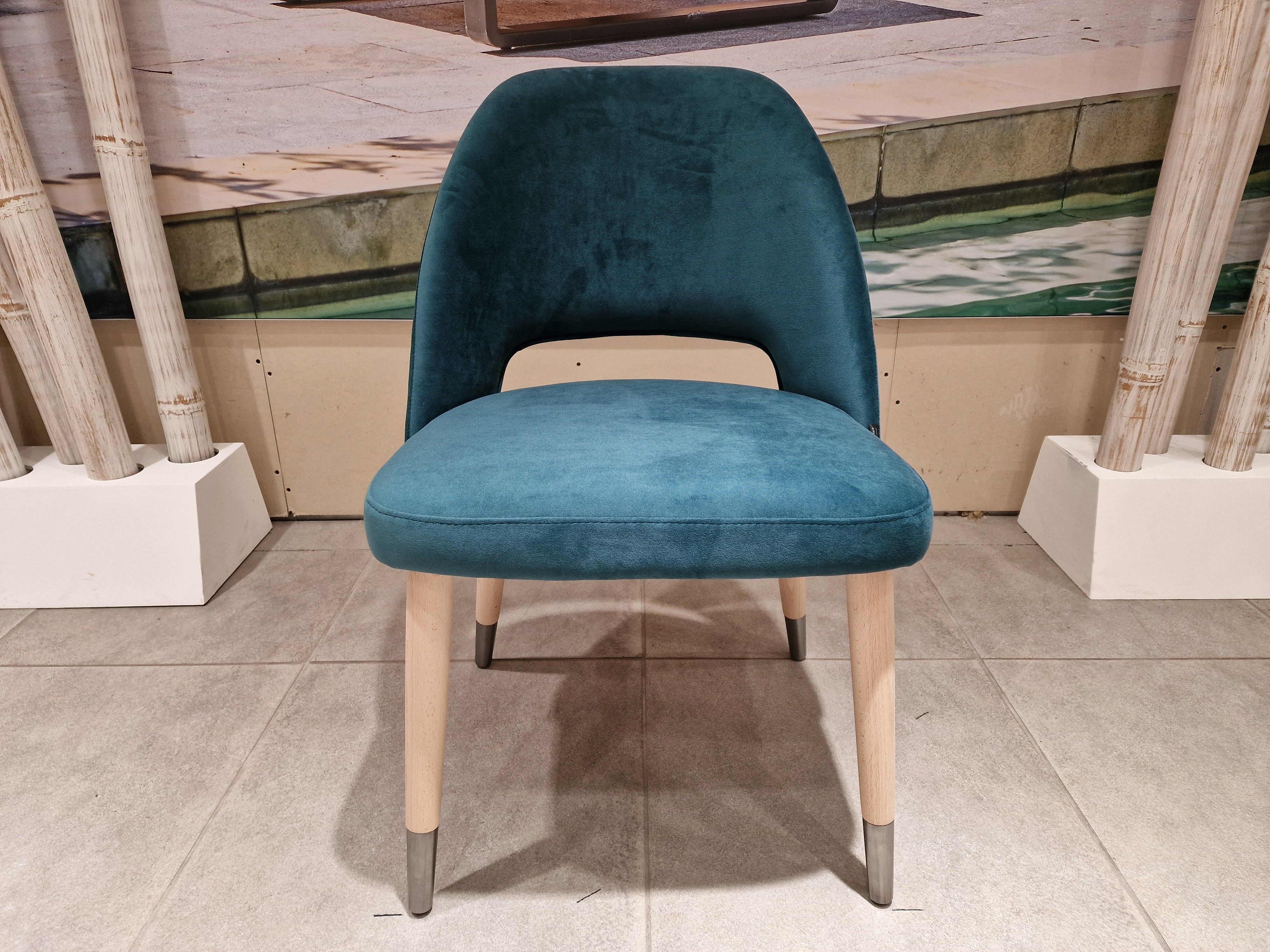 Interieurstoel Joy - Stof Turquoise - Houten Poten met Metaal