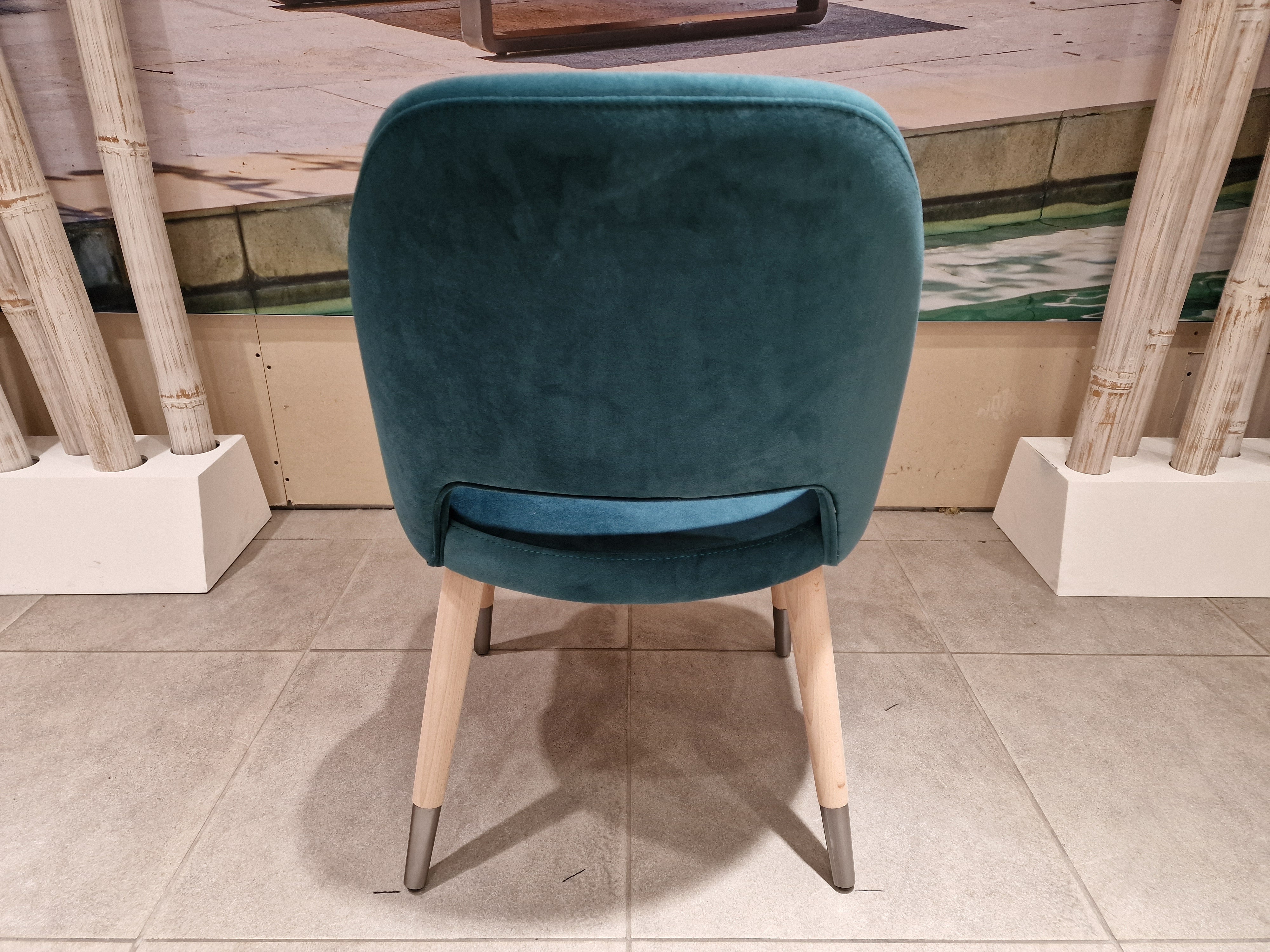 Interieurstoel Joy - Stof Turquoise - Houten Poten met Metaal