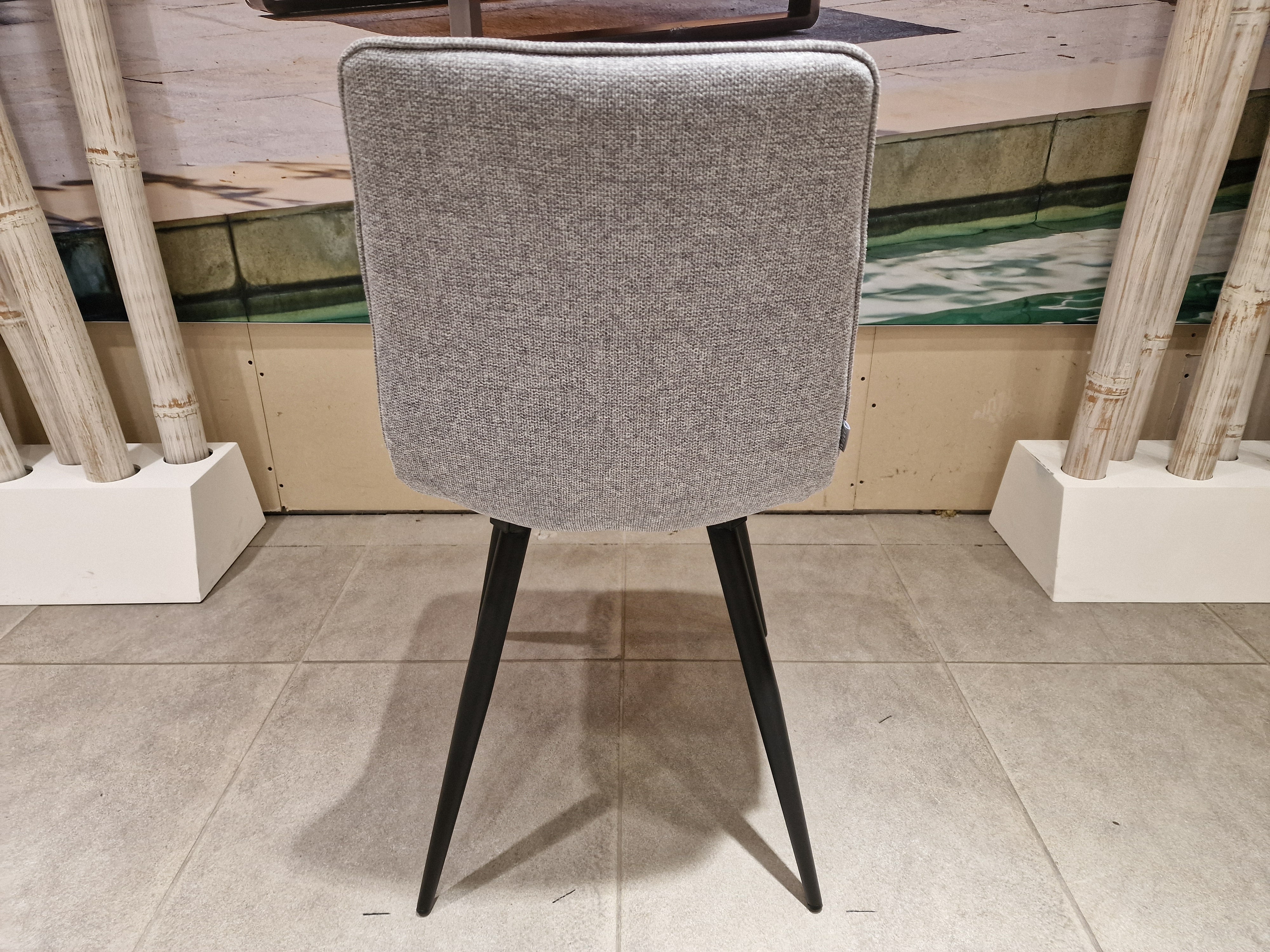 Eetkamerstoel Jelt - Stof Weave Zinc - Zwarte Poten Metaal