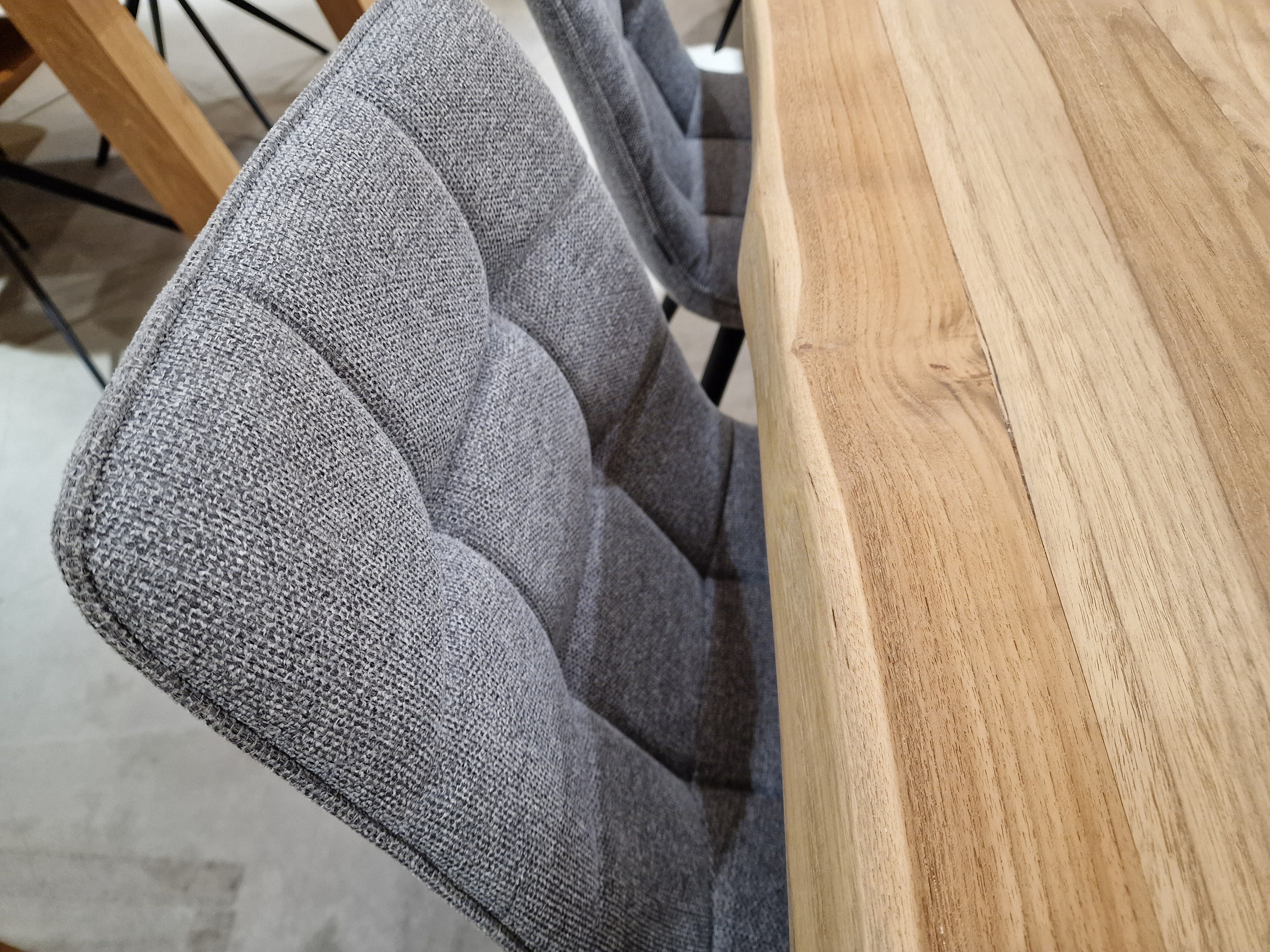 Eetkamerstoel Jelt - Stof Weave Zinc - Zwarte Poten Metaal