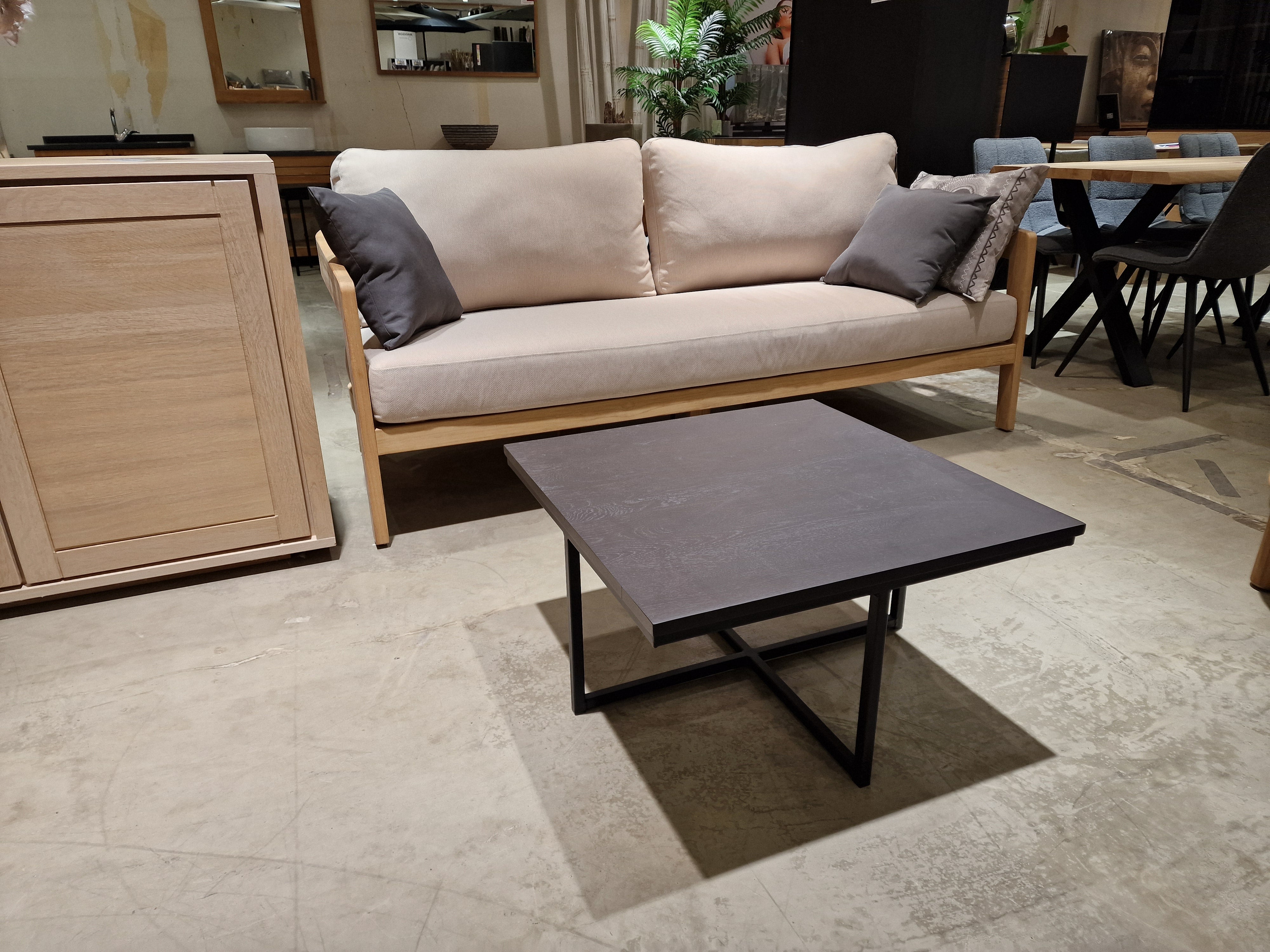 Eik Salontafel Tygo Vierkant 60 x 60cm Wenge met Zwart Metalen Onderstel