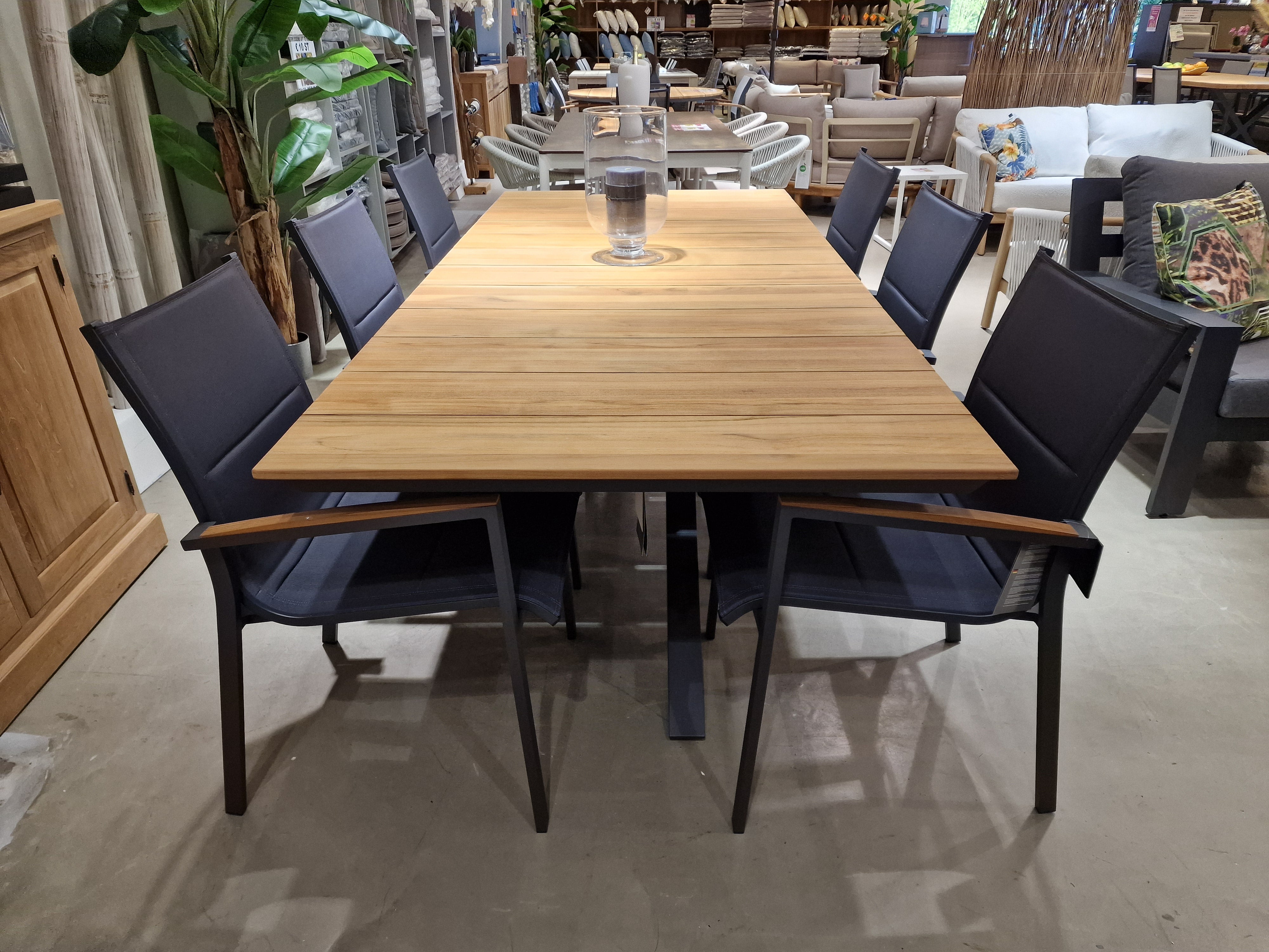 Teak Tuintafel Orlando Rechthoekig 220 x 100 cm Alu Frame Charcoal