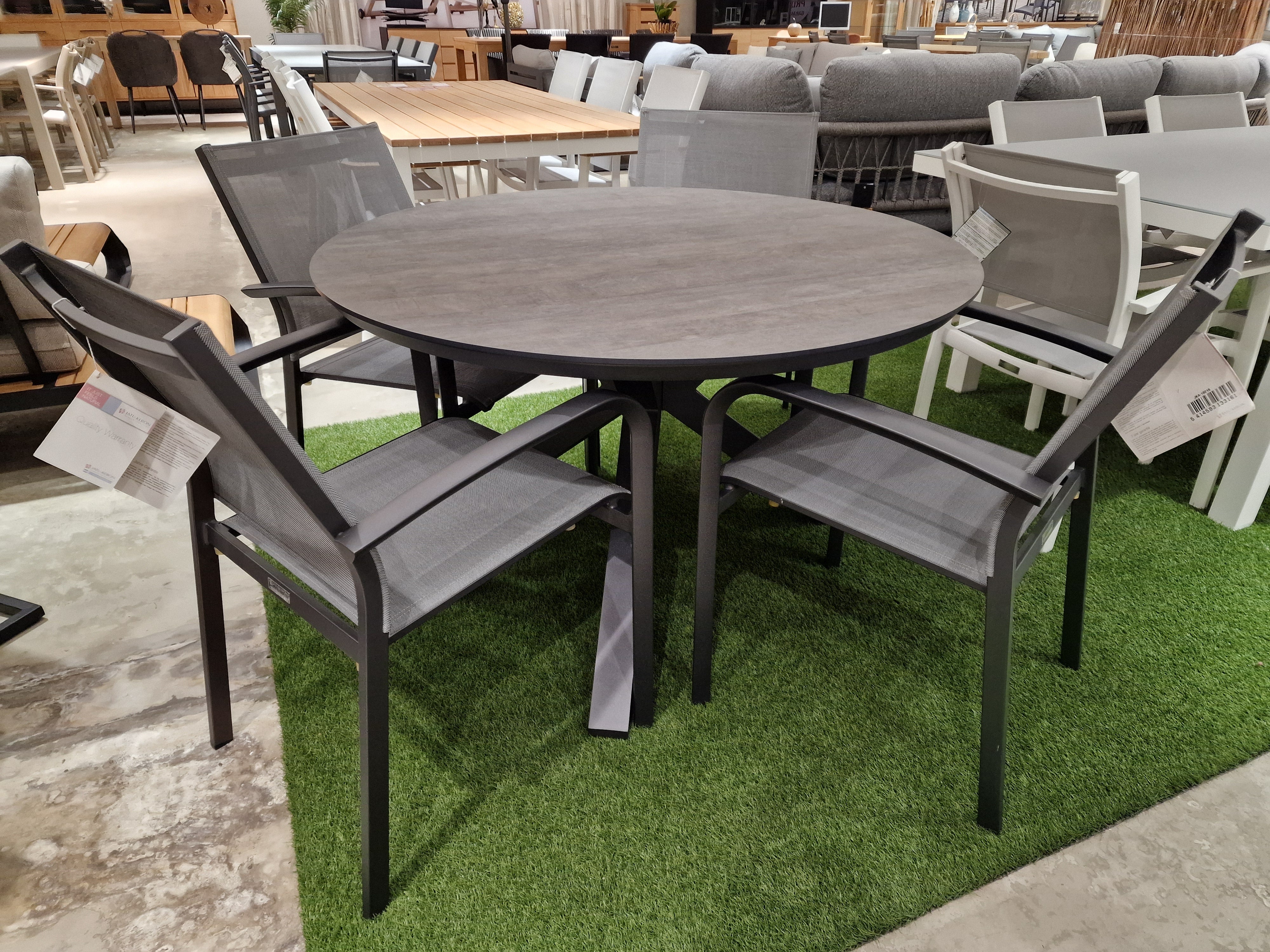 Volkern Tuintafel Orbital Rond Dia 120 cm x H75 cm in Forest Grey - Alu Frame in Charcoal