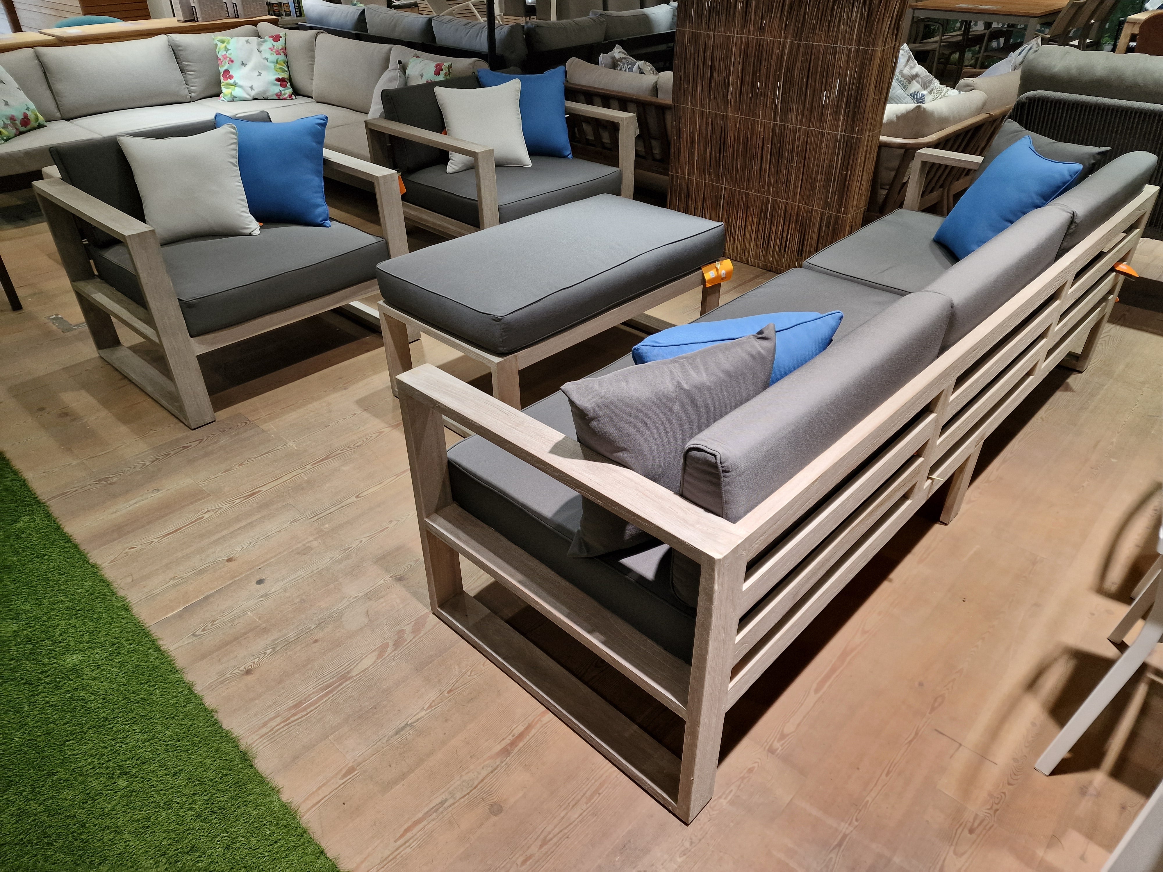 Hamilton Teak Lounge 3-zit + 2x 1-zit Club + Salontafel - Instant Grey Brushed