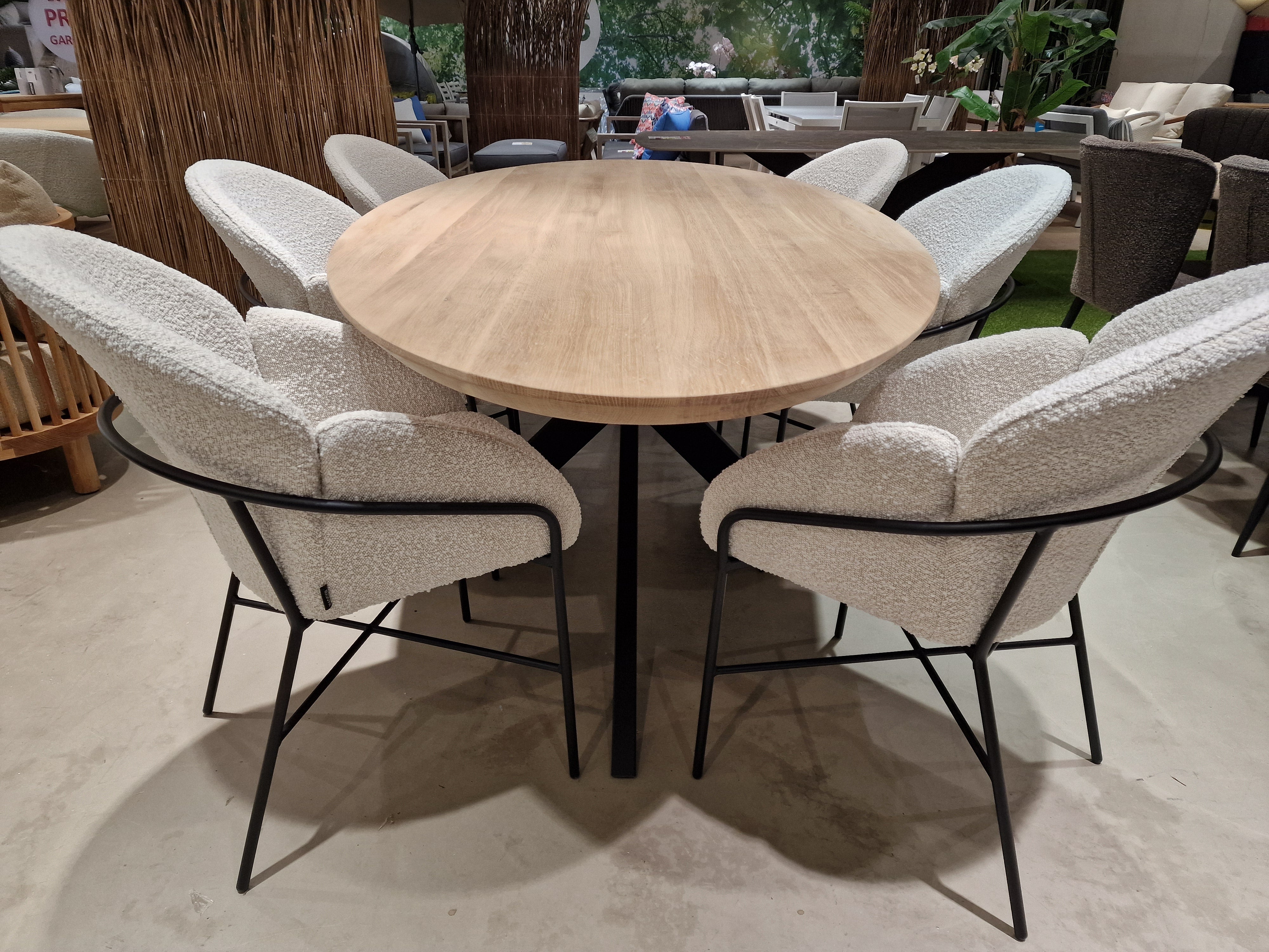 Eik Interieurtafel Rechthoek Afgeschuind 300 x 100cm Naturel - Spiderpoot Zwart Metaal