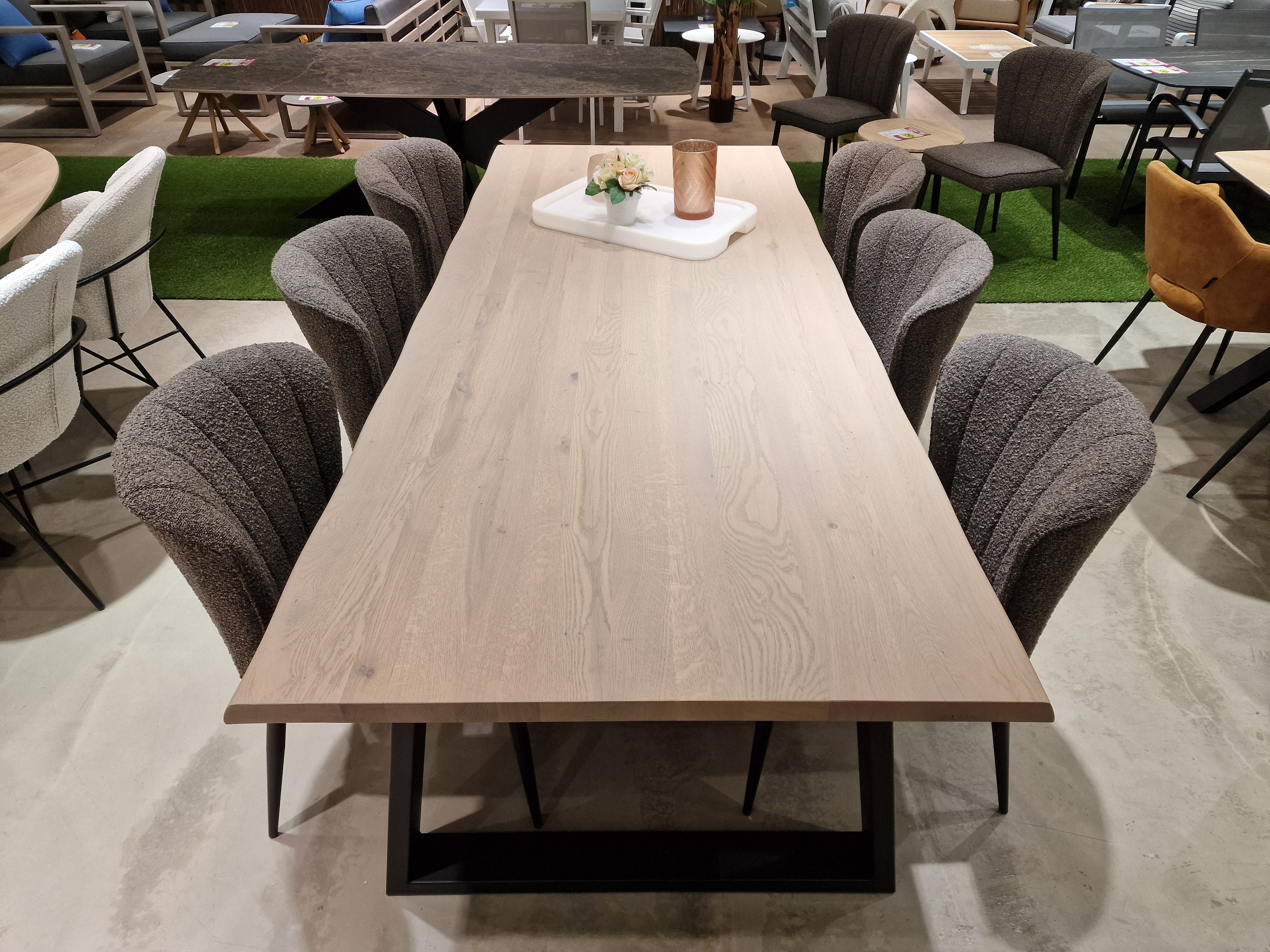 Eik Interieurtafel Rechthoekig 200 x 100cm Naturel Afgeschuind - U-Poten Zwart Metaal