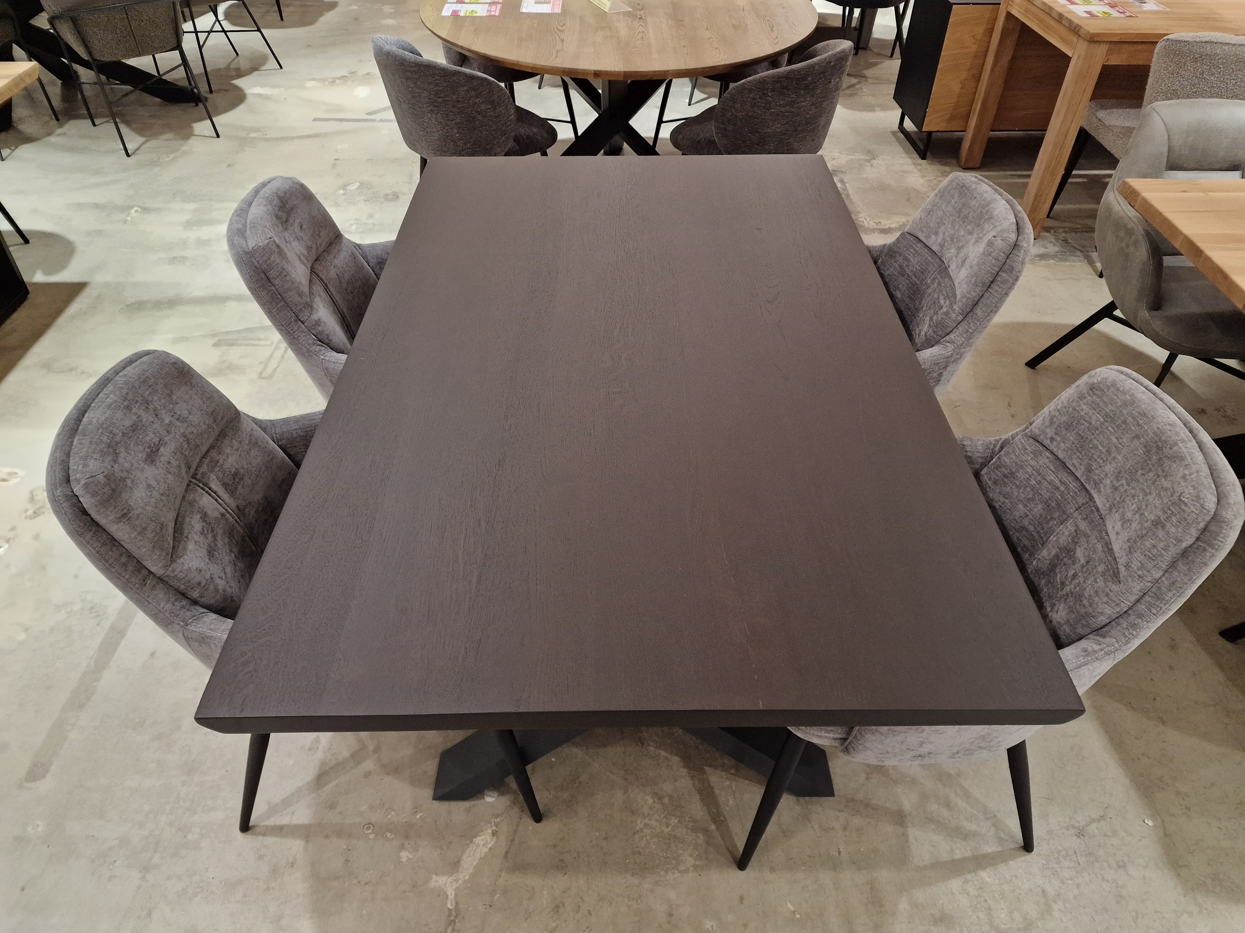 Eik interieurtafel Rechthoekig 160 x 100cm Wengé Afgeschuind - X-Poten Zwart Metaal