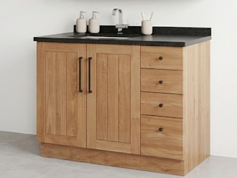 Teak Badkamermeubel New Cannes 105cm + 1 Onderbouw Square Waskom + Matte Graniet