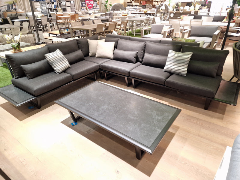 Lounge Set Palma Zwart Mat - Zwarte Kussens