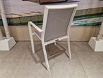 Alu Stapelstoel Paris White Mat - Light Grey Textilene