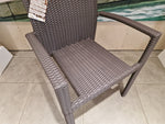 Ergo Stapelbare Wickerstoel Met Arm Platte Draad Taupe Polypeel Luxury L