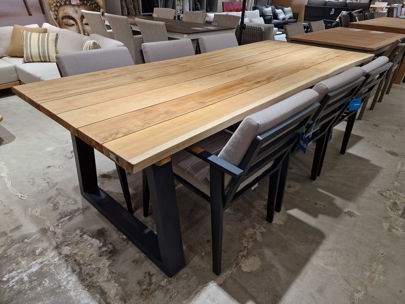 Tree Trunk Teak Tuintafel 240cm x 100cm Alu Frame Charcoal