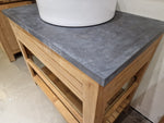 Teak Badkamermeubel Erica 95 cm + Blauwe Hardsteen + 1 Opbouw Waskom