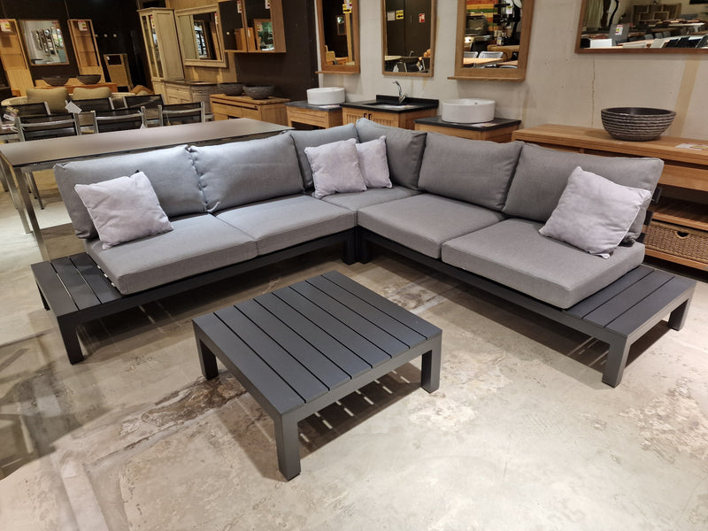 Vienna Hoeklounge Set 4-delig Alu - Royal Grey Mat + Pepper Grey