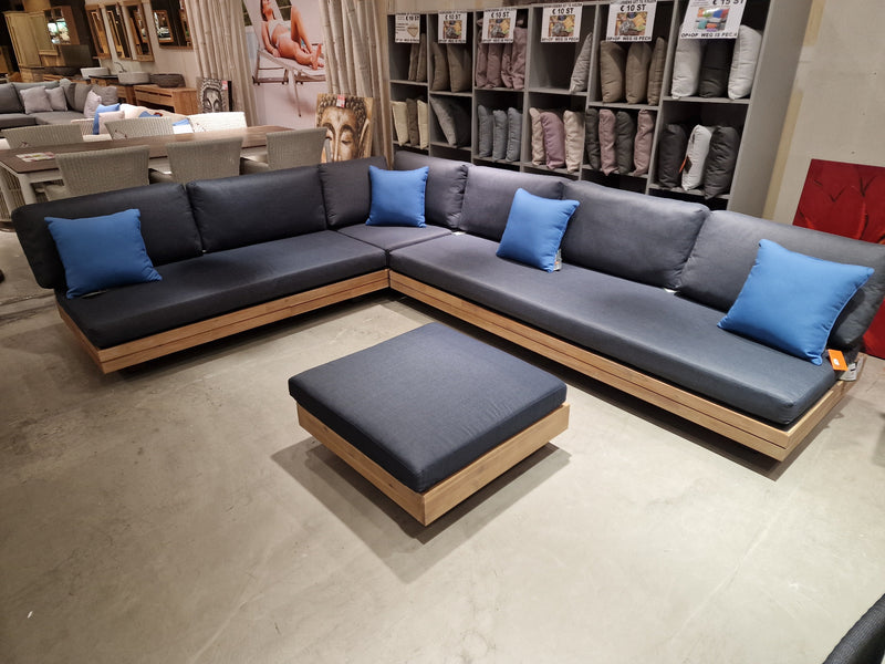 Los Angeles Hoeklounge 4-delig - Steel Frame Black + Light Teal Look