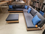 Los Angeles Hoeklounge 4-delig - Steel Frame Black + Light Teal Look
