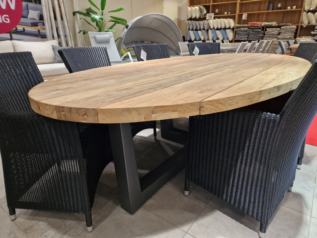 Set Alu Tuintafel Frame Florida Charcoal Mat 260cm + 8x Wickerzetel me ...