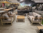 Forza Lounge Sofaset Alu Frame Sand + Teak Natural Armleuning - Kussens Serval Light Brown Olefin 370