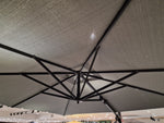 Zweefparasol Jardinico Marbella T2 300 x 300cm Doek Antraciet + Graniet Voet 120KG Grijs