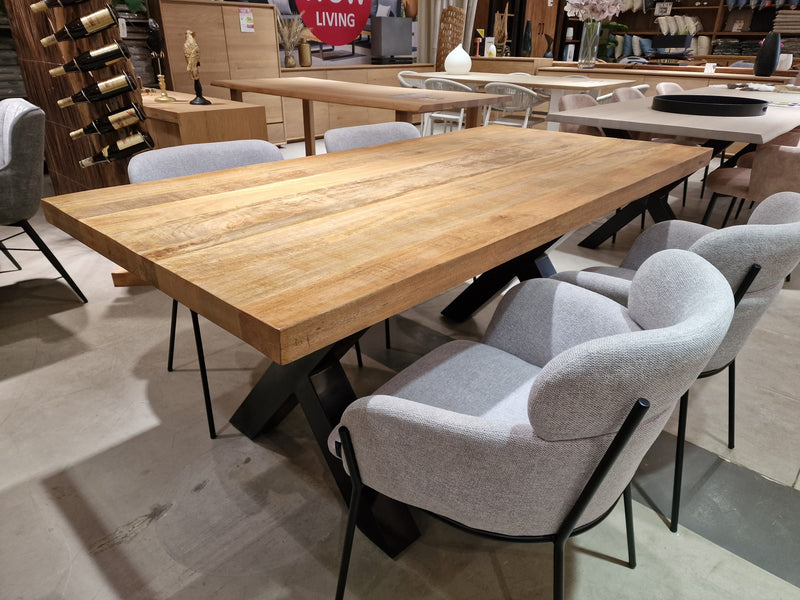 Mango Eettafel Zino Rechthoekig 180 x 90cm met metalen X-Poot Zwart