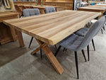 Teak Interieurtafel Alami Rechthoekig 180 x 100cm Naturel Boomstam met X-Poten