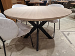 Eik Interieurtafel Rond Dia 120cm Naturel Verjongd met Zwarte metalen Spider-Poot