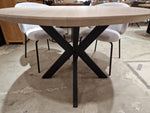 Eik Interieurtafel Rond Dia 120cm Naturel Verjongd met Zwarte metalen Spider-Poot