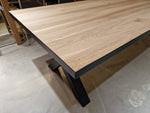Eiken Interieurtafel Rechthoekig 280 x 110cm Naturel Recht met zwart metalen X-Poten