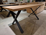 Eiken Interieurtafel Rechthoekig 160 x 80cm Naturel Recht met Zwart metalen X-Poten