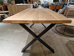 Eiken Interieurtafel Rechthoekig 160 x 80cm Naturel Recht met Zwart metalen X-Poten