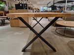 Eiken Interieurtafel Rechthoekig 160 x 80cm Naturel Recht met Zwart metalen X-Poten