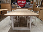 Eik Interieurtafel Rechthoekig 220 x 100cm Naturel Verjongd met wit metalen U-Poten