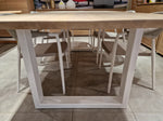 Eik Interieurtafel Rechthoekig 220 x 100cm Naturel Verjongd met wit metalen U-Poten