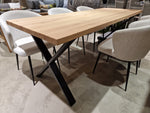 Eik Interieurtafel Rechthoek 200 x 75cm Naturel Recht met zwart metalen X-Poten