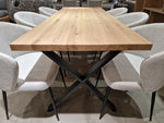 Eik Interieurtafel Rechthoek 200 x 75cm Naturel Recht met zwart metalen X-Poten