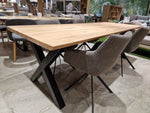Eik Interieurtafel Rechthoek 240 x 90cm Naturel Verjongd met zwart metalen X-Poten