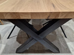 Eik Interieurtafel Rechthoek 240 x 90cm Naturel Verjongd met zwart metalen X-Poten